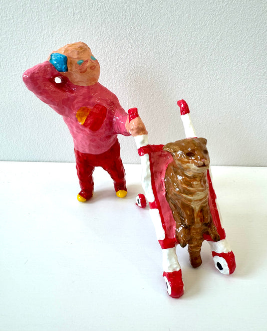 Auður Lóa Guðnadóttir - Barn í síma með kisu í kerru / Child on the phone with a cat in a stroller